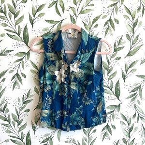 Ho Aloha Hawaiian Sleeveless Shirt Vest | Blue Floral